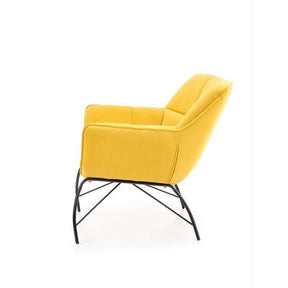 Fotoliu modern Belton, catifea galbena, 74x73x78 cm