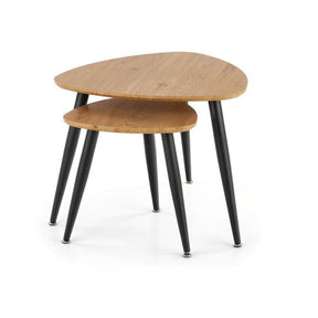 Set mese de cafea Nicea 2, stejar auriu/negru