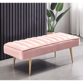 Banca FALNA tapitata cu catifea roz, 133x55x47 cm