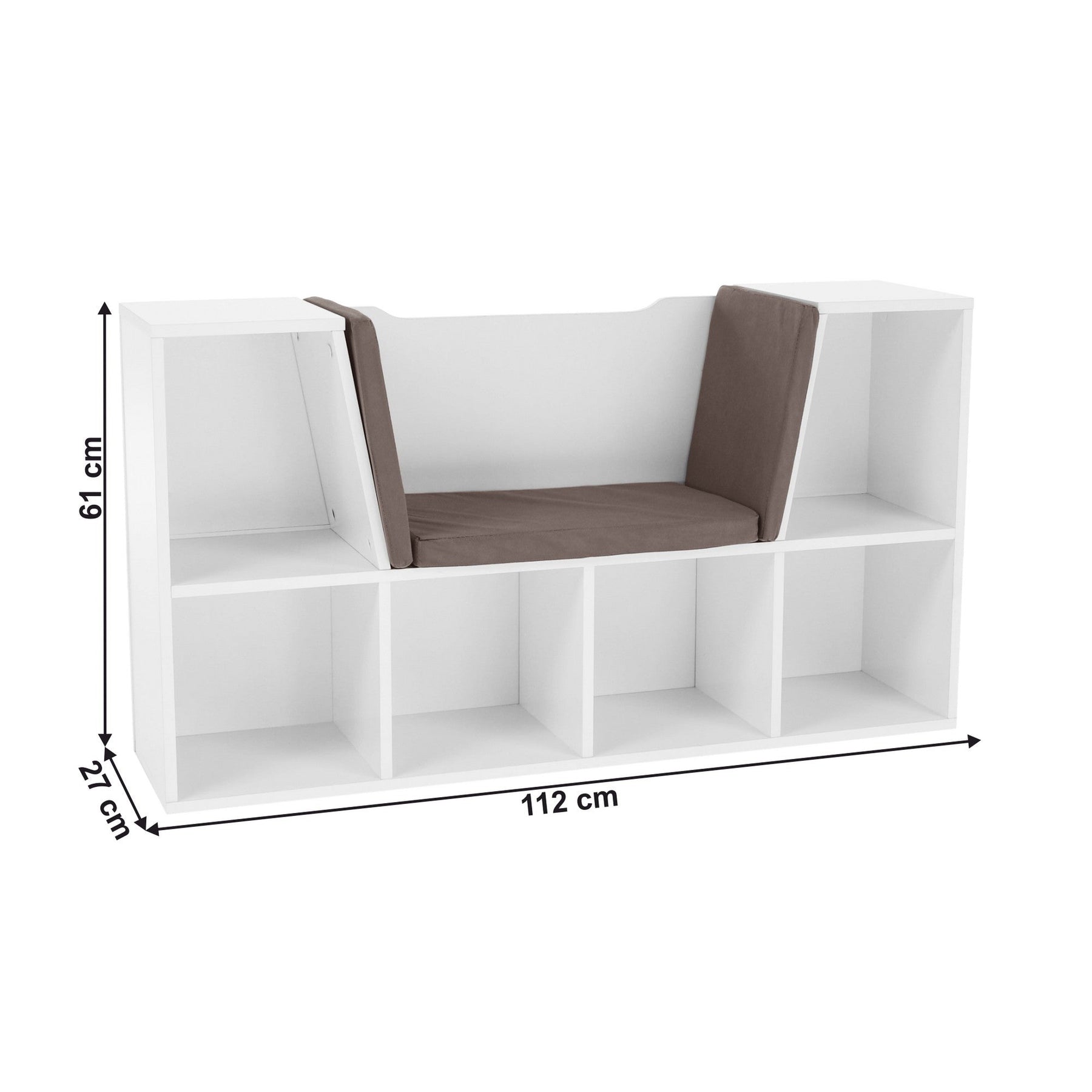 Biblioteca FERIA, MDF laminat, alb/maro, pentru copii, 112x27x61 cm