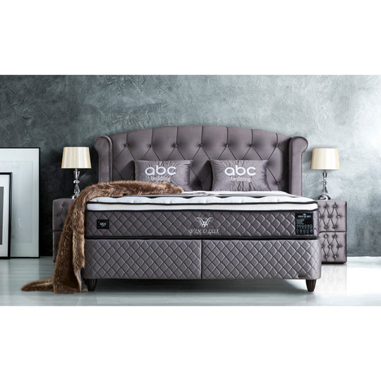 Pat elegant Hadise gri, cu lada pentru depozitare, 180x200 cm