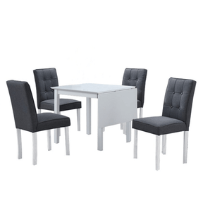 Set masa extensibila cu 4 scaune BJORK NEW, alb/gri inchis, stofa clasica/lemn