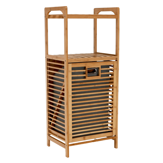 Coş de rufe, bambus natural / gri, KERI NEW