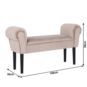 Bancuta BURDA, stofa catifelata/lemn, bej/negru, 100x30x56 cm