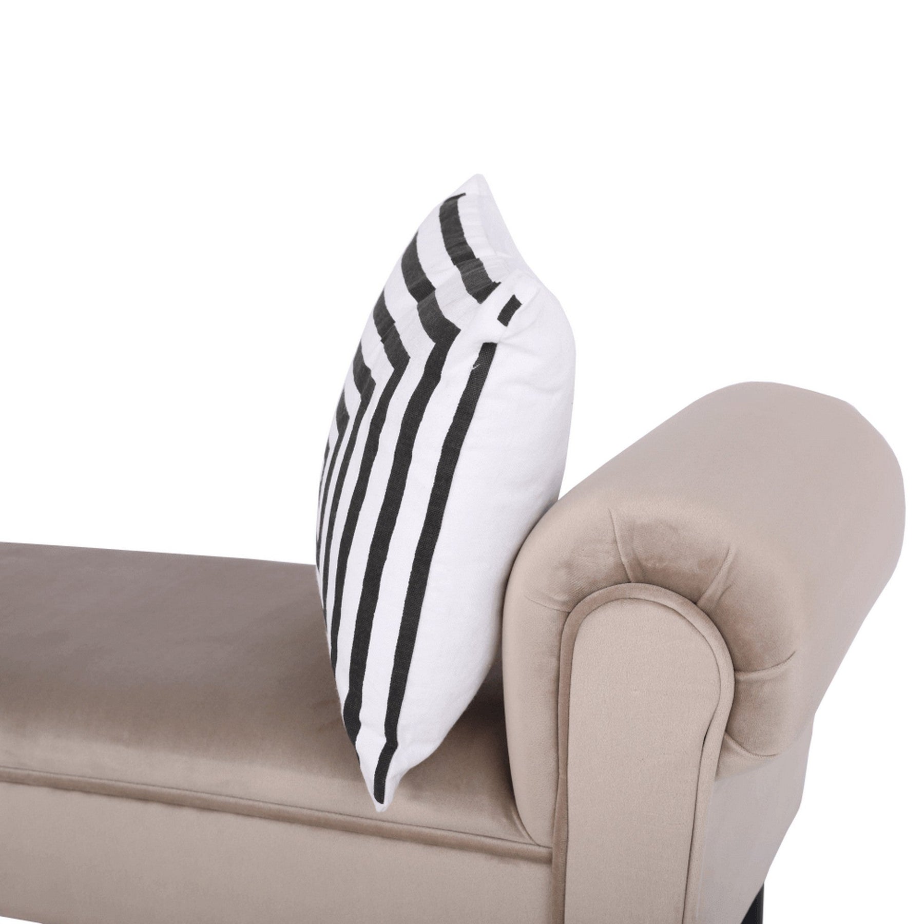 Bancuta BURDA, stofa catifelata/lemn, bej/negru, 100x30x56 cm