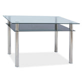 Masa bucatarie 2 persoane Madras 90, structura din metal cromat si blat din sticla, scau 90X60X75