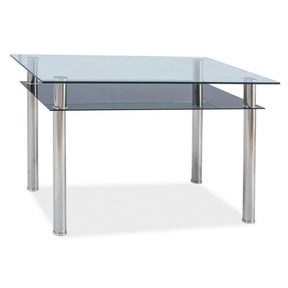 Masa bucatarie 2 persoane Madras 90, structura din metal cromat si blat din sticla, scau 90X60X75