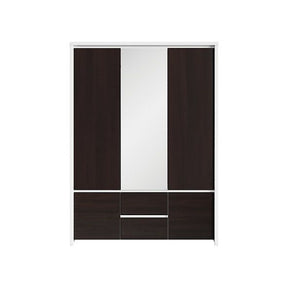 Dulap haine si incaltaminte alb mat-wenge Kaspian, 153.5X55.5X211 cm