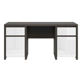 Birou calculator mare KASPIAN, wenge/alb lucios, 160X65X77 CM