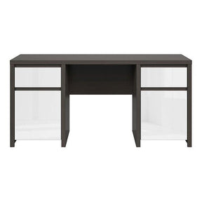Birou calculator mare KASPIAN, wenge/alb lucios, 160X65X77 CM