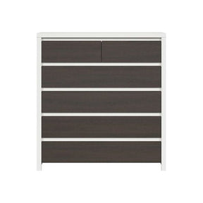 Comoda cu 6 sertare alb mat/wenge KASPIAN, KOM6S, 104,5X40.5X112 CM