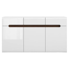 Comoda dormitor alb lucios Azteca Trio, 150X41X84 CM