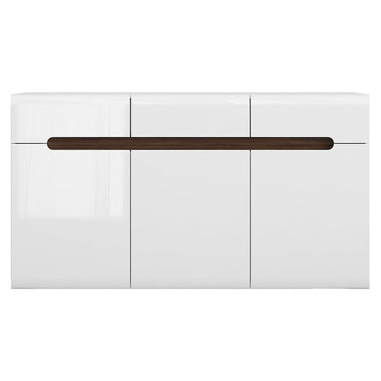 Comoda dormitor alb lucios Azteca Trio, 150X41X84 CM