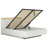 Pat Alameda alb 160x200 cm, cu somiera rabatabila, spatiu pentru depozitare si iluminare led