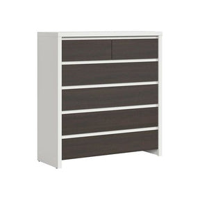 Comoda cu 6 sertare alb mat/wenge KASPIAN, KOM6S, 104,5X40.5X112 CM