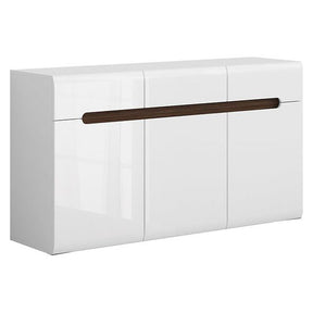 Comoda dormitor alb lucios Azteca Trio, 150X41X84 CM