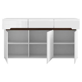Comoda dormitor alb lucios Azteca Trio, 150X41X84 CM