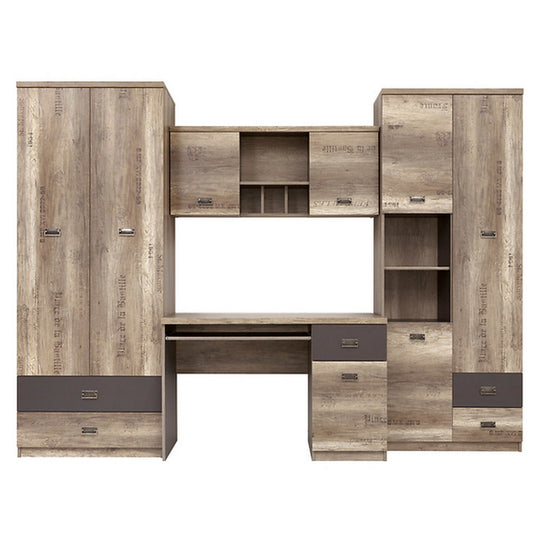 Set birou Malcolm, stejar canyon/gri wolfram, 280x205,5 cm