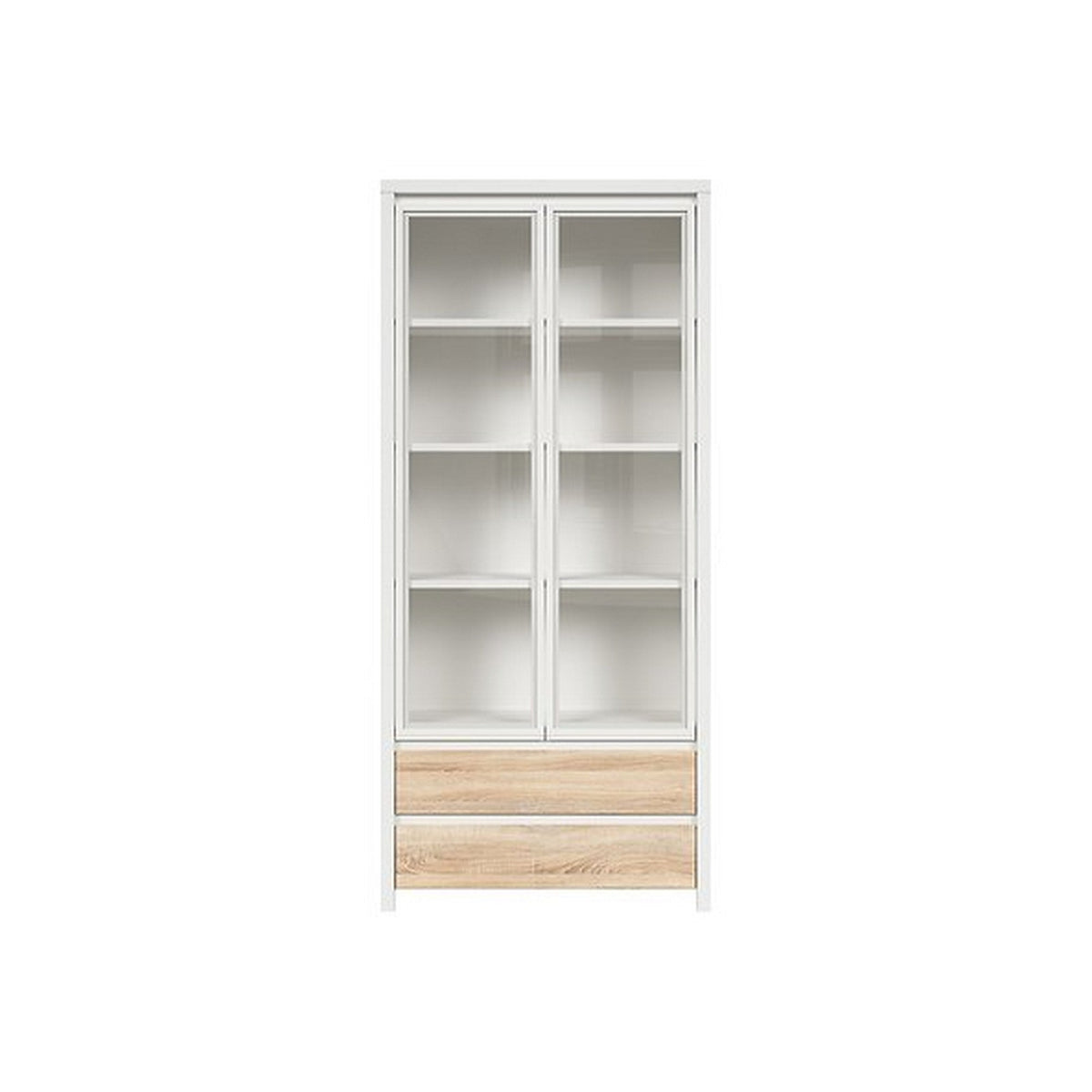 Vitrina living moderna alb/sonoma Kaspian, 90X40,5X200,5 CM