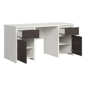 Birou calculator mare KASPIAN, alb mat/wenge 160X65X77 CM