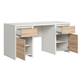 Birou calculator mare KASPIAN, alb mat/stejar sonoma, 160X65X77 CM