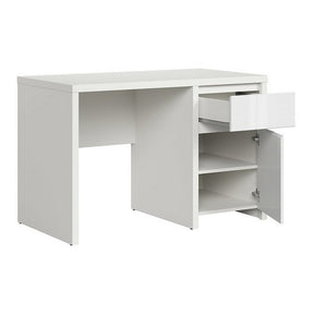 Birou calculator cu dulap alb lucios Kaspian, 120X65X77 CM