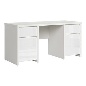 Birou calculator mare KASPIAN, cu front alb lucios, 160X65X77 CM