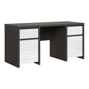 Birou calculator mare KASPIAN, wenge/alb lucios, 160X65X77 CM