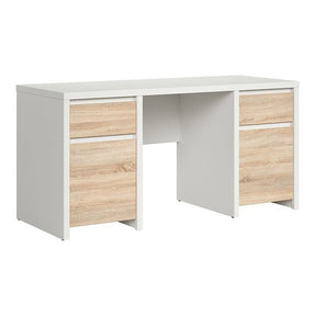 Birou calculator mare KASPIAN, alb mat/stejar sonoma, 160X65X77 CM