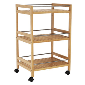 Carucior de servire NASHY, bambus / oţel inoxidabil, 47x38x76 cm