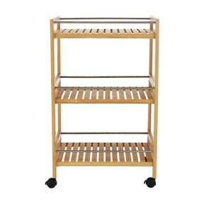 Carucior de servire NASHY, bambus / oţel inoxidabil, 47x38x76 cm