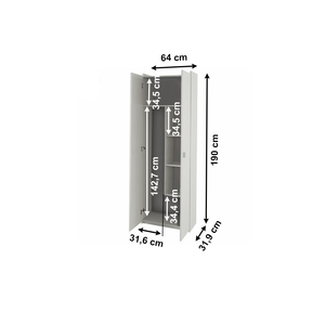 Dulap alb NATALI TYP 6, 2 usi, 64x190x32 cm.