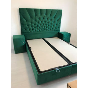 Pat Opera, cu lada pentru depozitare, verde smarald, 160x200 cm