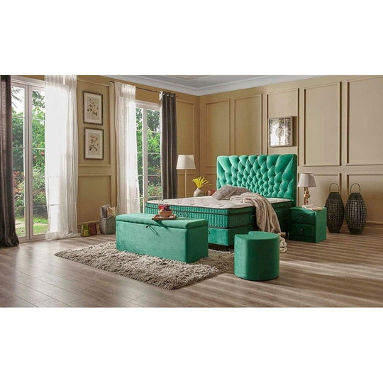 Pat Opera, cu lada pentru depozitare, verde smarald, 160x200 cm