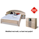 PACHET PROMO set dormitor din lemn + comoda+2 noptiere + suport saltea DOME 71