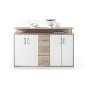 Comoda tv ieftina alb-sonoma DRIFT, 139X34X90 CM