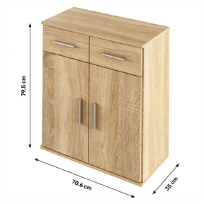 Comoda RESITA TYP 2, 2 sertare si 2 usi, sonoma, 70,6x35x79,5 cm.