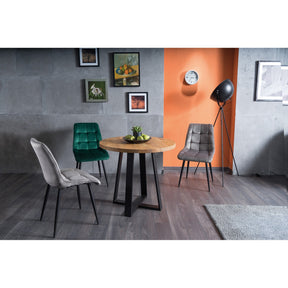 Scaun CHIC, gri/negru, stofa catifelata/metal, 50x43x88 cm
