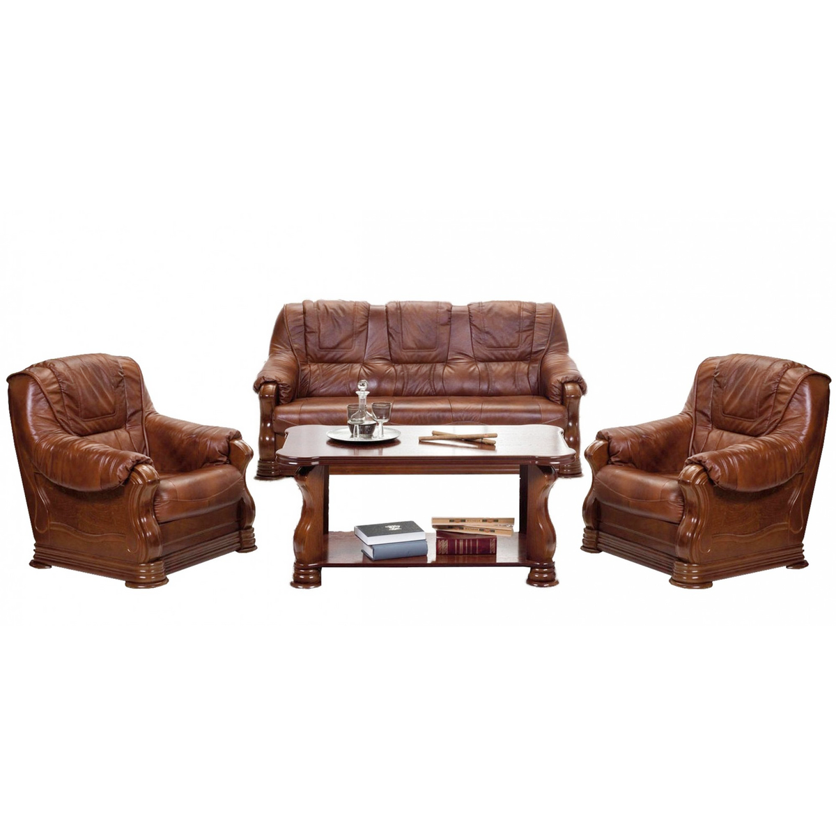 PARMA 311 pachet special FIX (canapea fixa 3 locuri, doua fotolii fixe din piele naturala Madras)