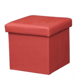 Taburet pliabil TELA NEW tapitat cu piele ecologica rosie, 40x40x37 cm