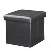 Taburet pliabil TELA NEW tapitat cu piele ecologica neagra, 40x40x37 cm