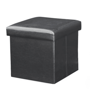 Taburet pliabil TELA NEW tapitat cu piele ecologica neagra, 40x40x37 cm