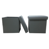 Taburet pliabil TELA NEW tapitat cu piele ecologica gri, 40x40x37 cm