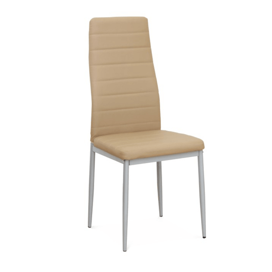 Scaun COLETA NOVA, piele ecologica bej/metal gri, 41x49x96 cm