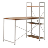 Masa birou VEINA, cu rafturi, PAL laminat, stejar/alb, 120x60x72/122 cm