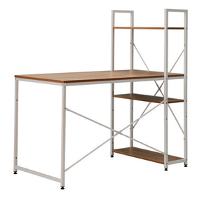 Masa birou VEINA, cu rafturi, PAL laminat, stejar/alb, 120x60x72/122 cm