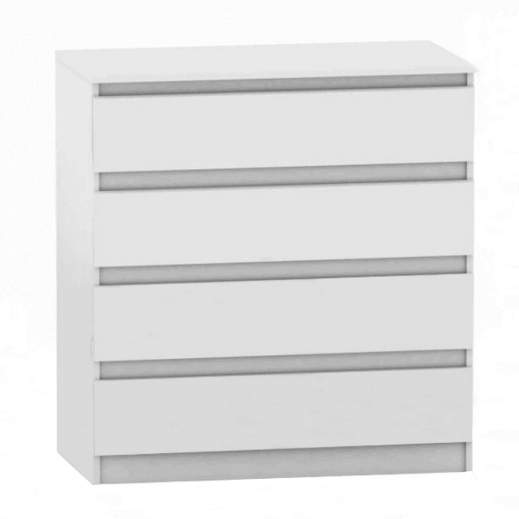 Comoda cu sertare HANY NEW 004, PAL laminat, alba, 4 spatii depozitare, 90x49x95,4 cm