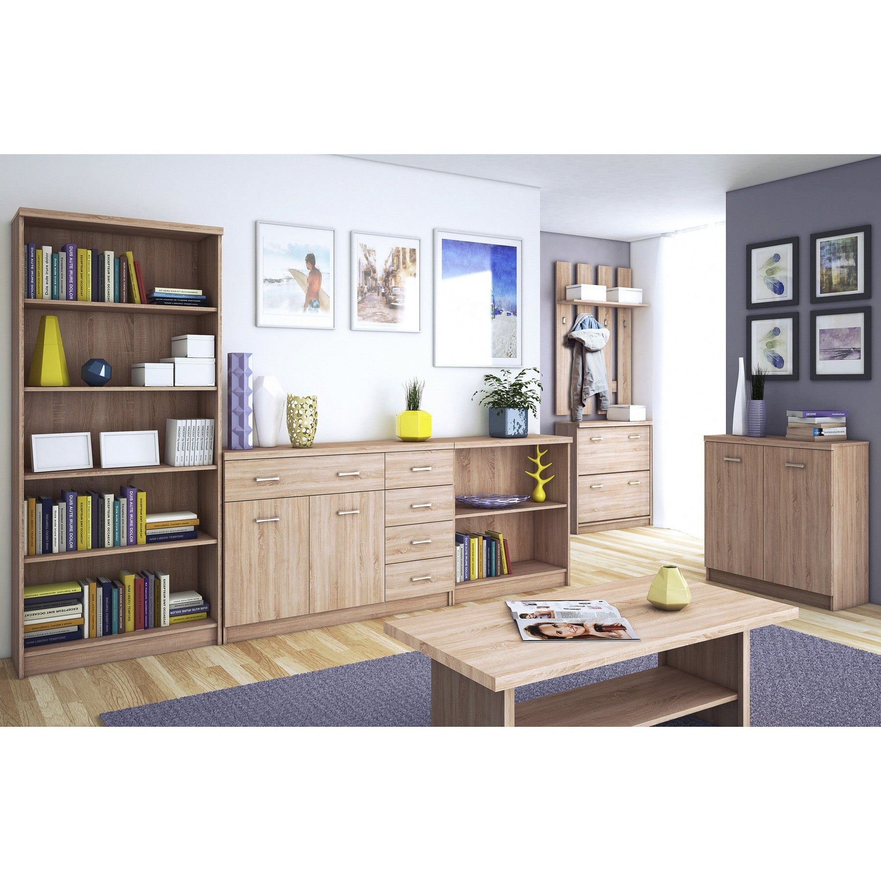 Comoda cu 2 usi stejar sonoma Top Mix, 80x33x85 cm